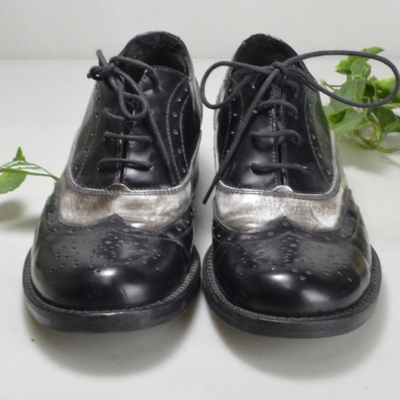 Bama - black/silver leather oxfords - Picture 2 of 6